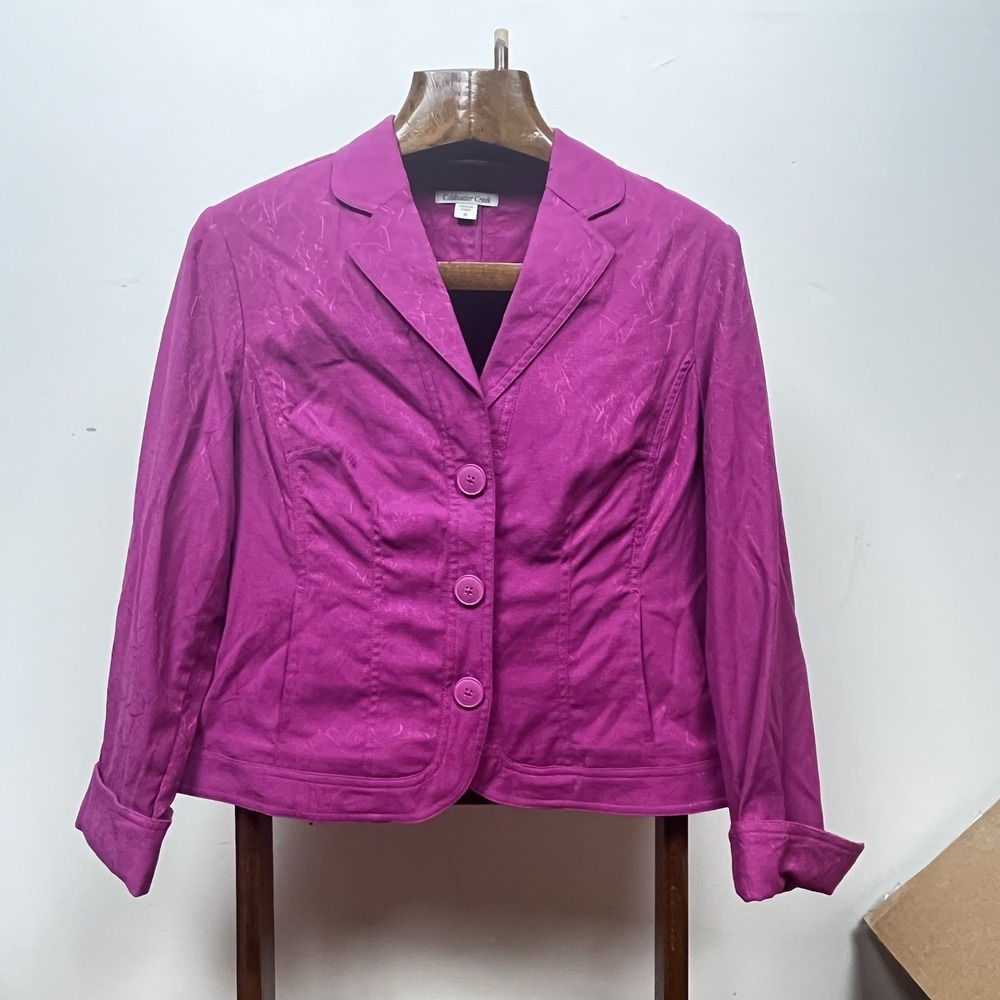 Coldwater Creek Floral Blazer Sz 10 Bold Boho Cottage Vibrant Spring garden
